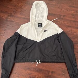 Nike White and Black Hooded windbreaker